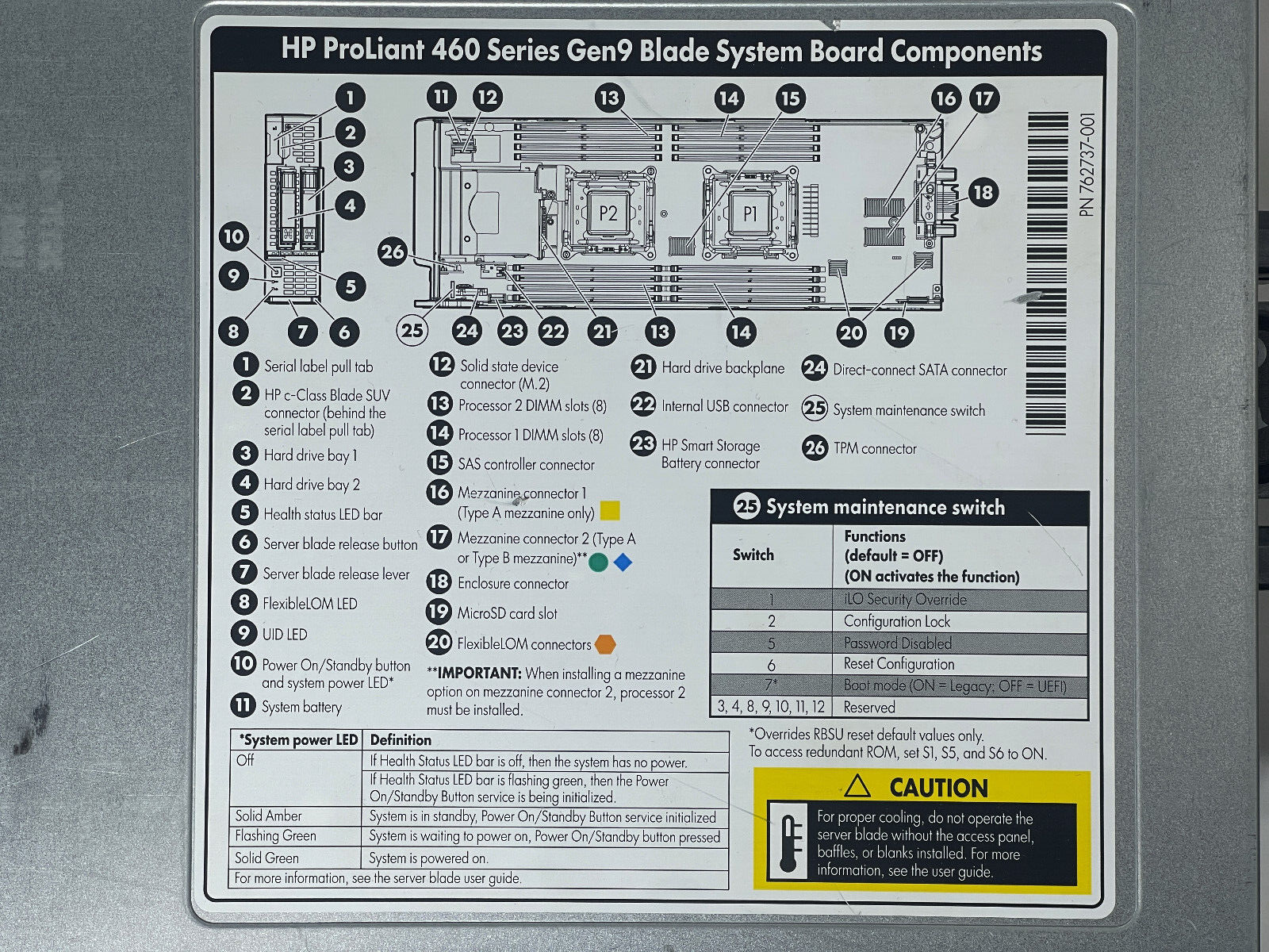 HPE BL460c Gen9 Blade Server 2SFF 2x 12C E5-2670 v3 512GB P244br 630FLB 10GbE.