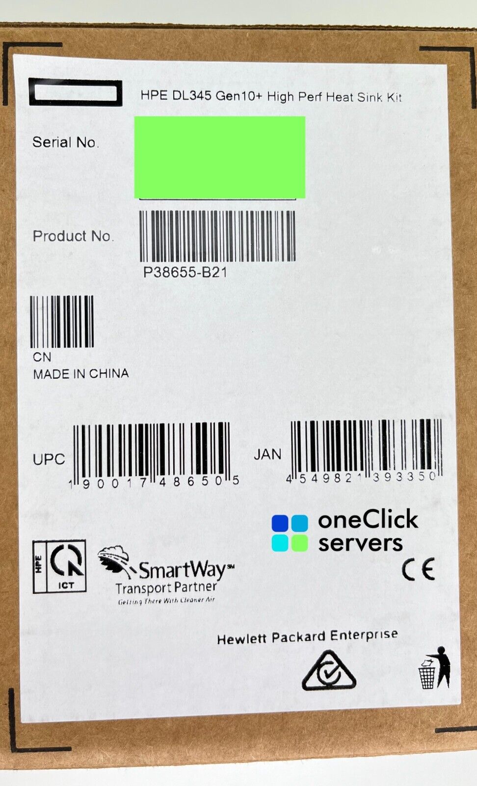 HPE ProLiant DL345 Gen10 Plus High Performance Heat Sink Kit P38655-B21.