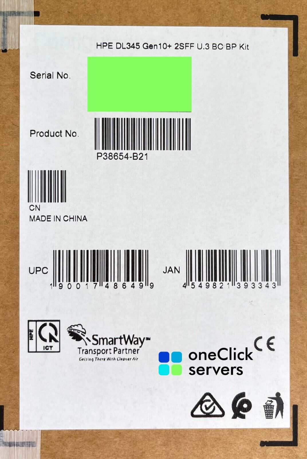 HPE Proliant DL345 Gen10 Plus 2SFF U.3 BC BP Front/Rear Backplane Kit P38654-B21.