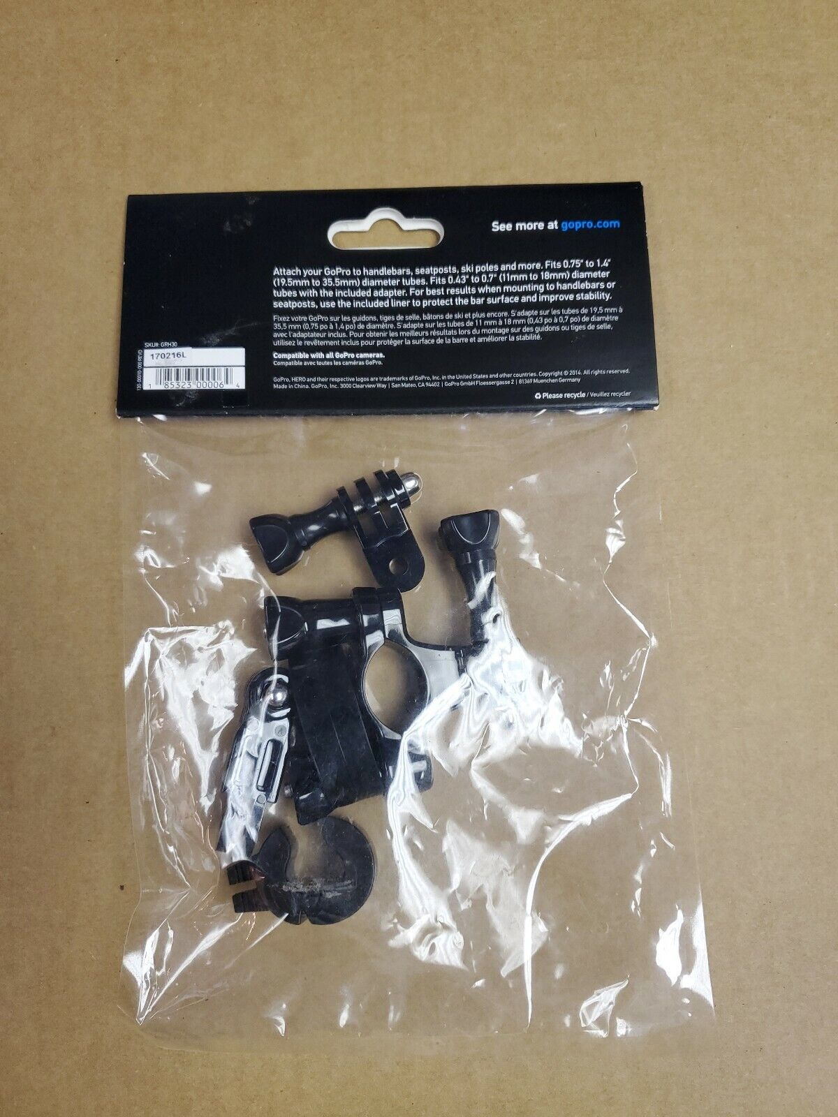 NEW GoPro GRH30 Handlebar Pole Seatpost Mount Fits .75" - 1.4" Diameter Go Pro