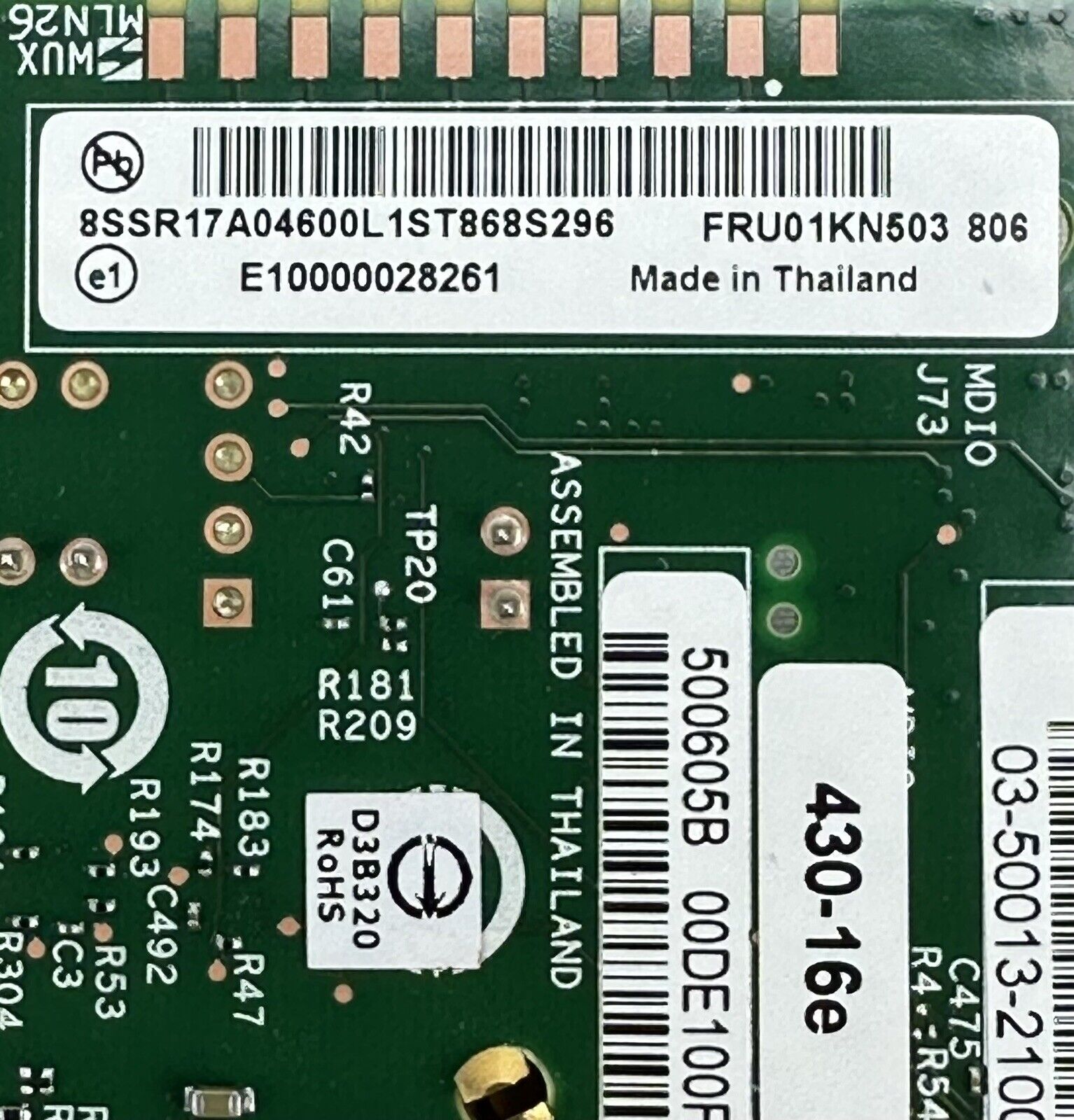 Lenovo ThinkSystem 430-16e SATA SAS 12G External Storage HBA Quad SFF-8644 4x.