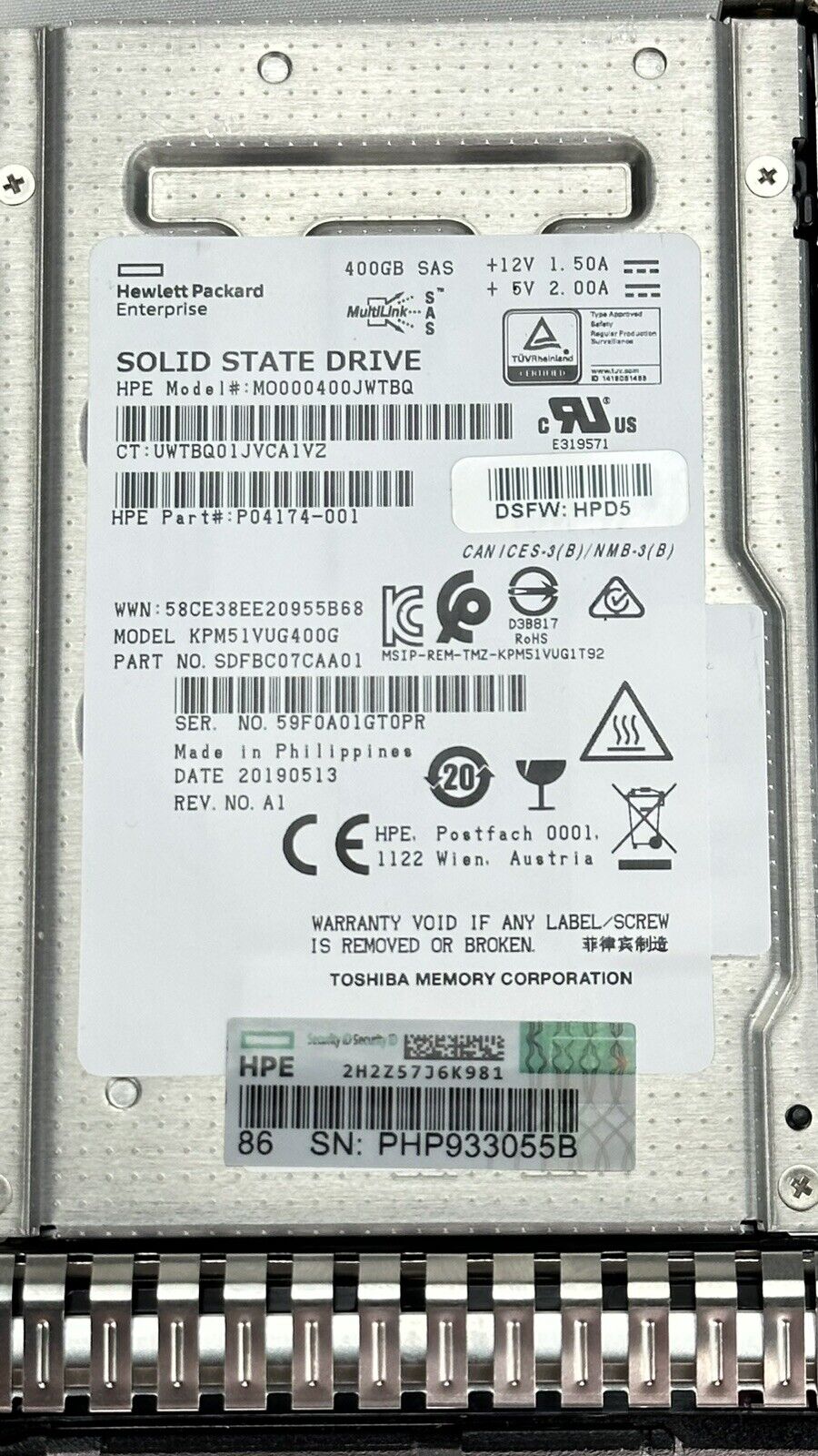HPE P06576-001 400GB SAS 2.5" SFF Mixed Use SC MLC SSD Solid State Drive