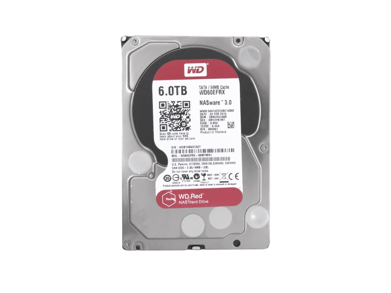 Western Digital WD60EFRX 6TB SATA 6Gb/s 5.4K rpm 3.5" LFF HDD Hard Disk Drive
