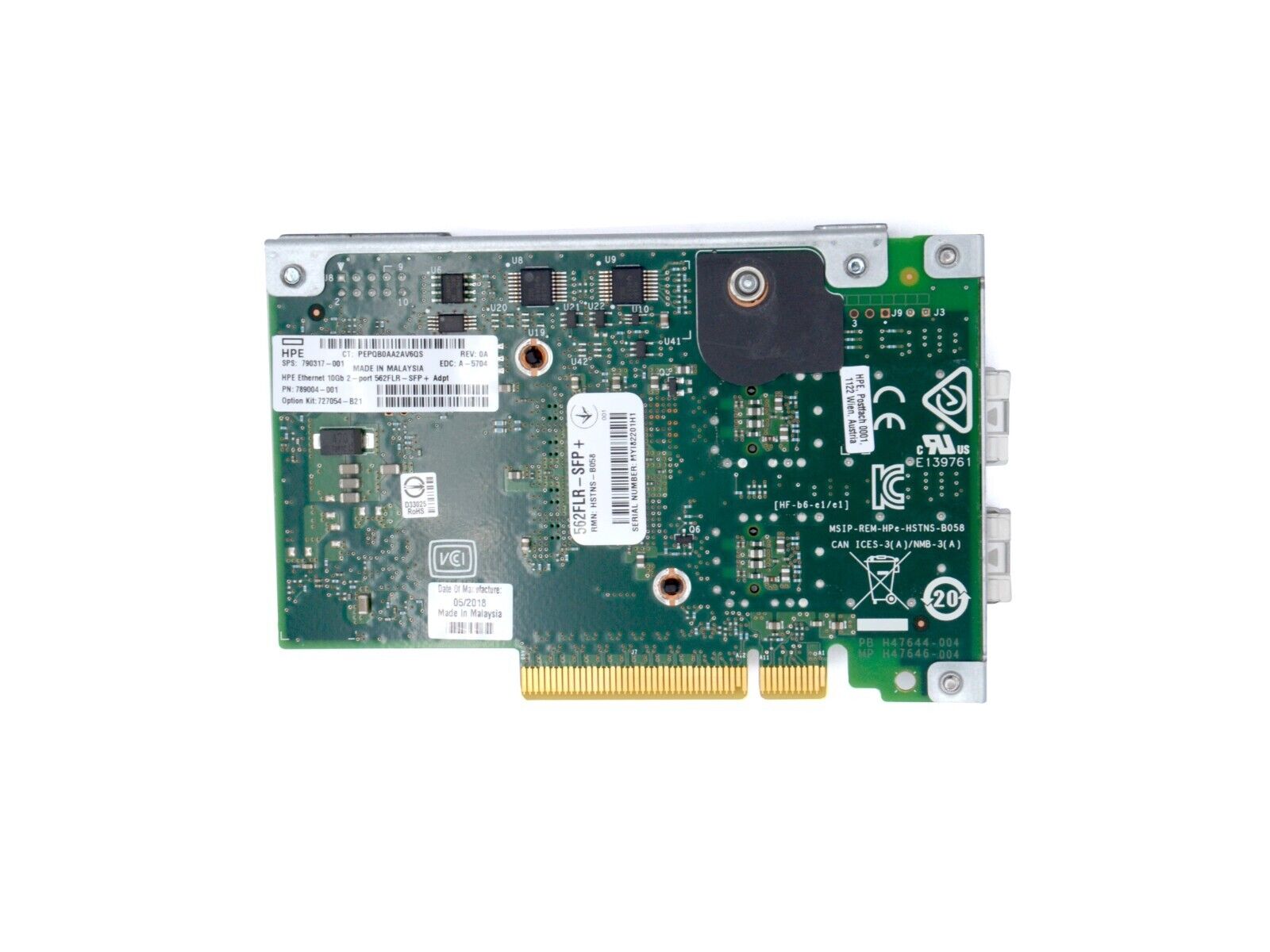 HPE 727054-B21 Intel Ethernet 10Gb 2-port 562FLR-SFP+ X710-DA2 Adapter 10G 10GbE