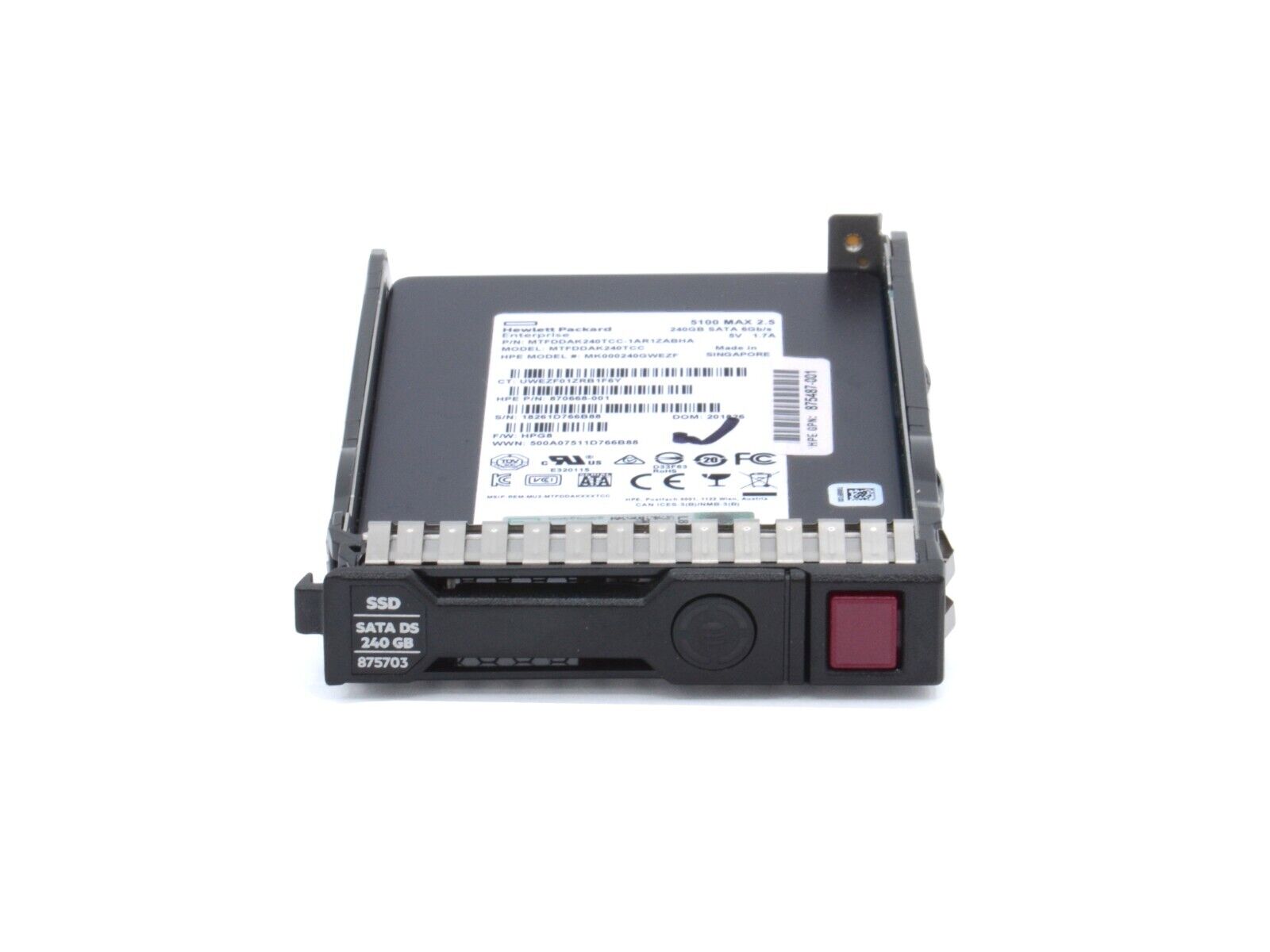 HPE 875703-001 240GB SATA 6G MU Mixed Use SFF TLC SC DS SSD 5DWPD 2200TBW