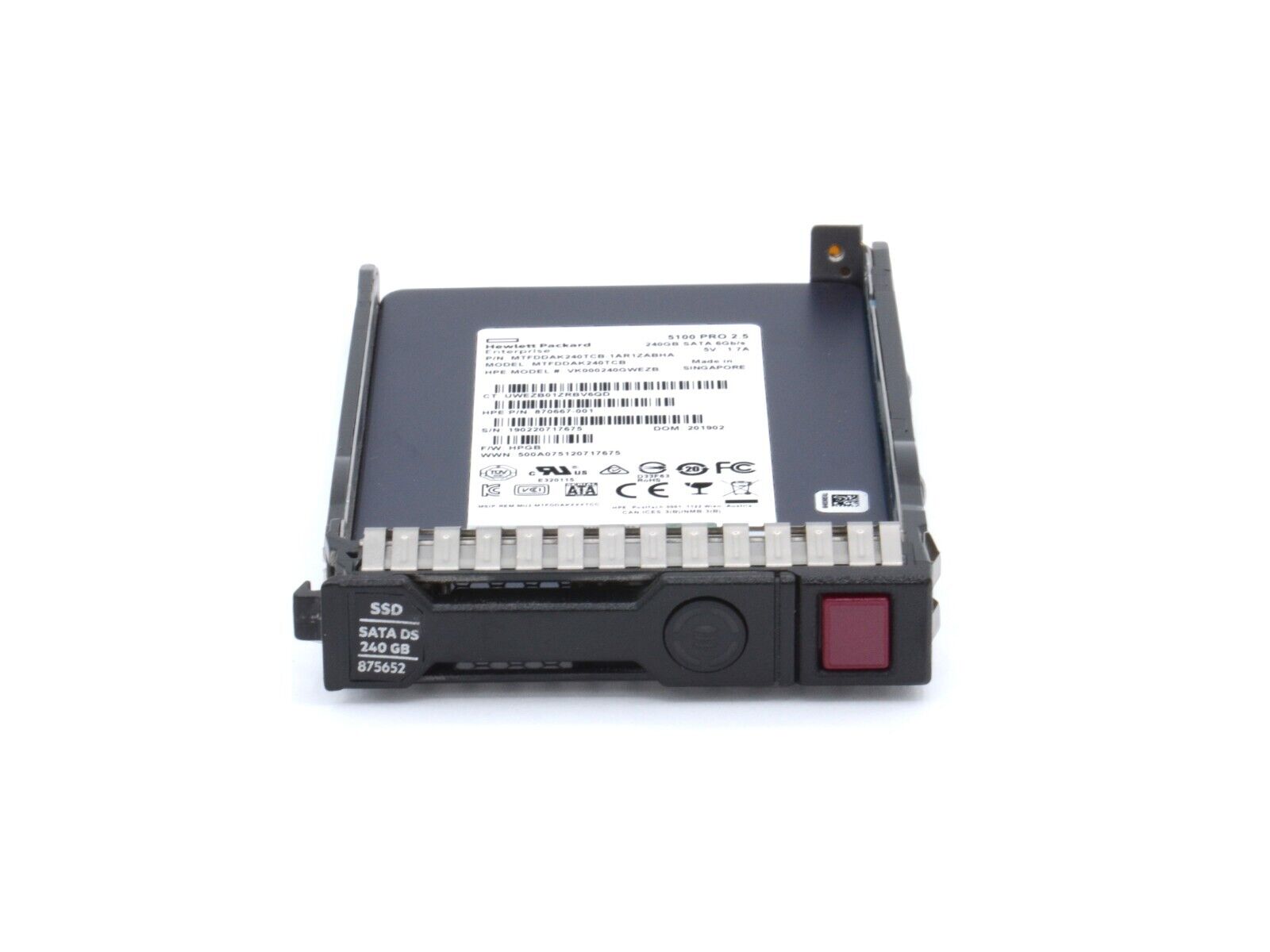 HPE 875652-001 240GB SATA 6G RI Read Intensive SFF TLC SC DS SSD 1.5DWPD 650TBW