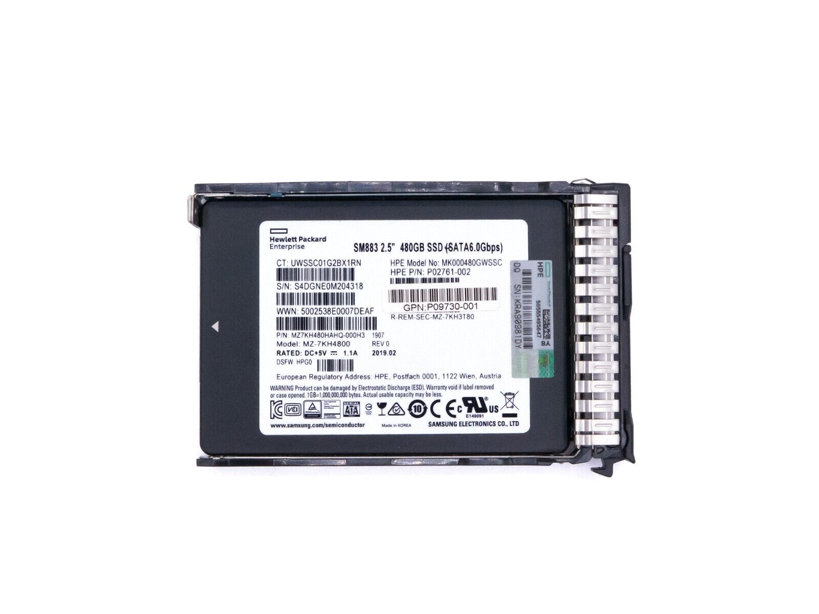 HPE P09907-001 480GB SATA 6G MU Mixed Use SFF MLC SC DS SSD 3.5DWPD 3000TBW 99+%