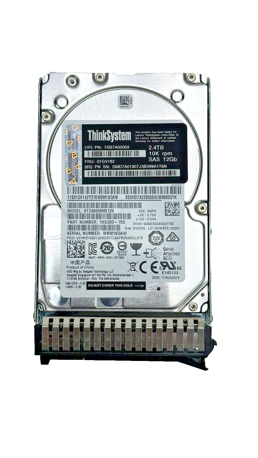 Lenovo ThinkSystem 2.5" SFF 2.4TB 10K SAS 12Gb Hard Drive HDD with Tray 12G Fail