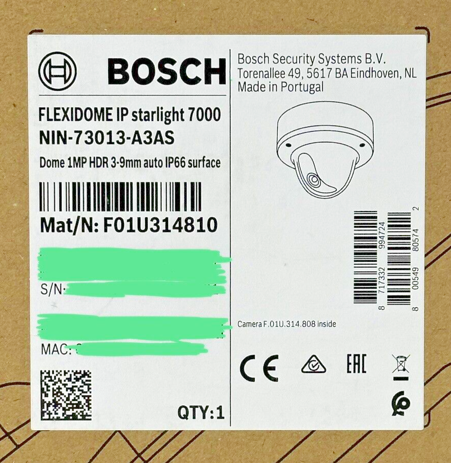 Bosch NIN-73013-A3AS Flexidome IP Starlight 7000 VR 1MP HDR 3-9mm auto IP66 Dome
