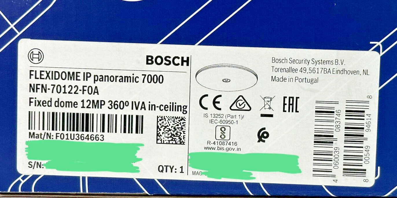 Bosch NFN-70122-F0A Flexidome IP Fixed Dome 12MP 360º IVA Panoramic Camera IC