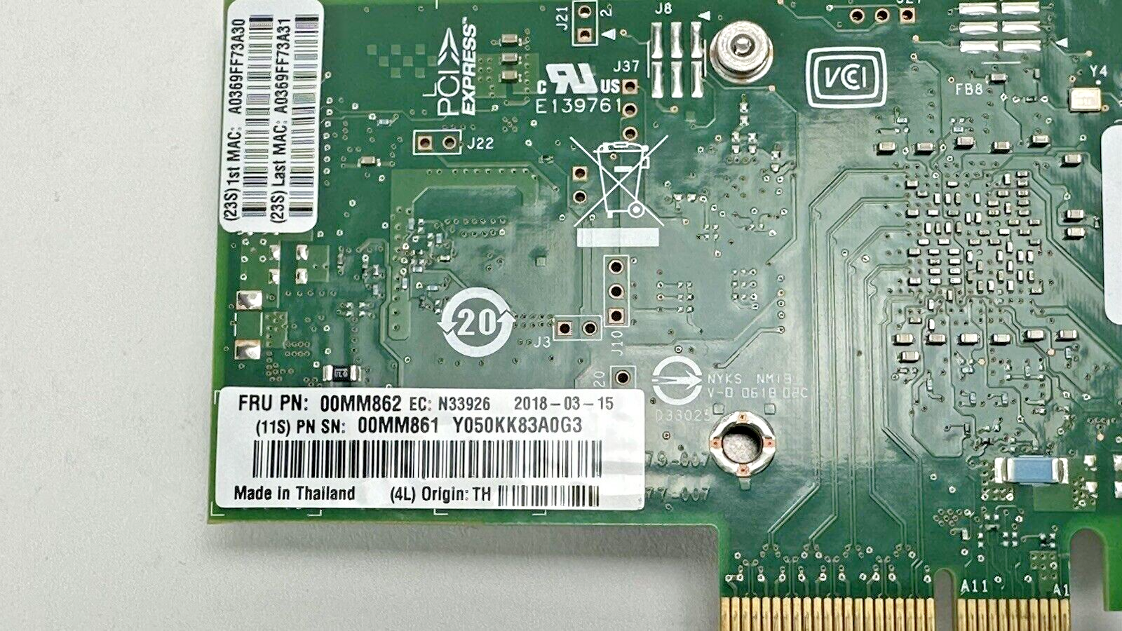 Lenovo X550-T2 Intel 2 port 10Gb Ethernet Adapter 00MM862 00MM861 NIC PCI-e RJ45