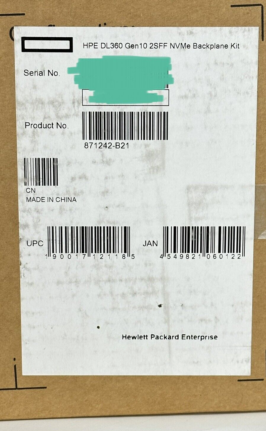 HPE 871242-B21 DL360 Gen10 2SFF NVMe U.2 Enable Kit Cage+Backplane+Riser+Power+Signal Cable