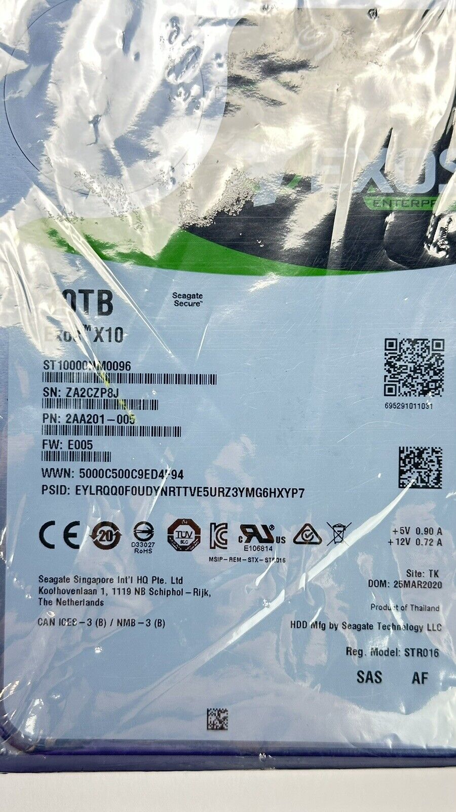 Seagate Exos X10 ST10000NM0096 10TB Enterprise 7.2K 12Gb/s 256MB 3.5 SAS HDD AF