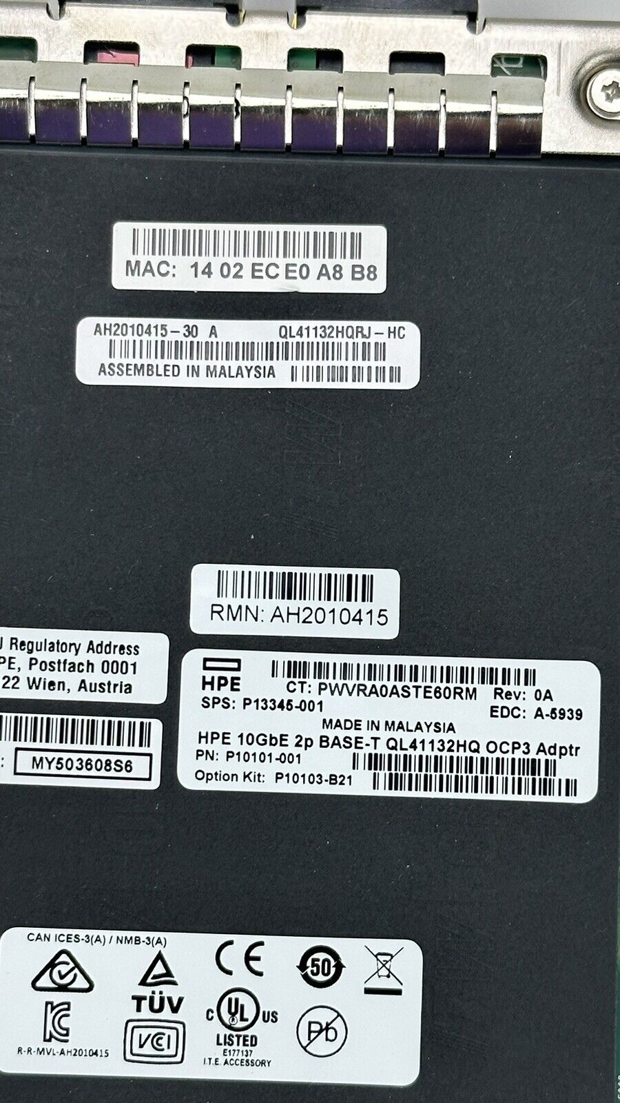 HPE Marvell OCP3 Ethernet Network Adapter 10GbE 2-port 10GBase-T RJ45
