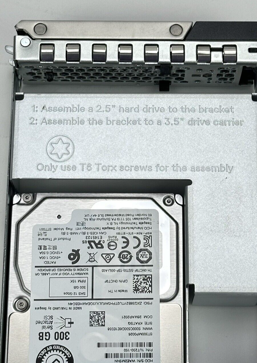 Dell 300GB 15K 12G SAS Server Hard Drive SFF in 14th Generation LFF Tray 3.5