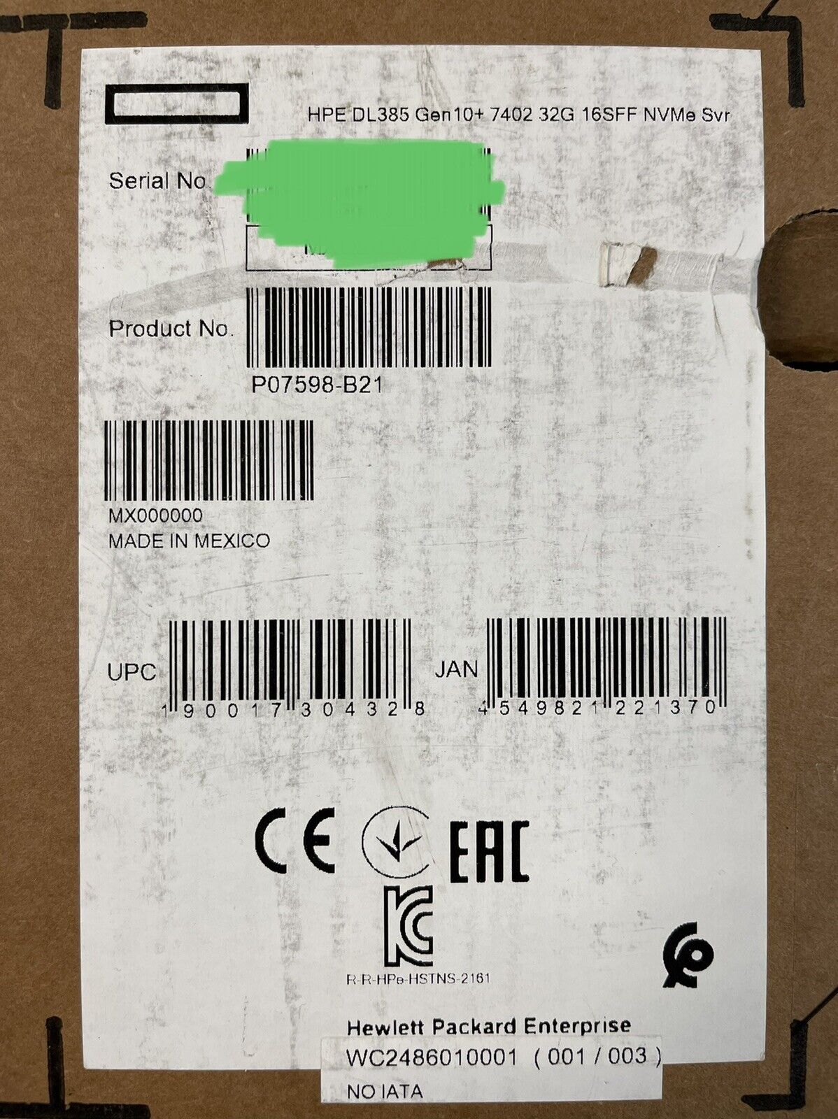 HPE DL385 Gen10+ 2x EPYC 7513 512GB RAM 4x 750GB 12x 3.2TB NVMe SSD 800W 25GbE