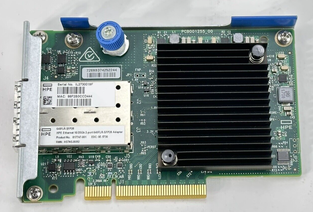 HPE 640FLR-SFP28 Ethernet 10/25Gb 2-port SFP FLR NIC Adapter G8 G9 Gen10