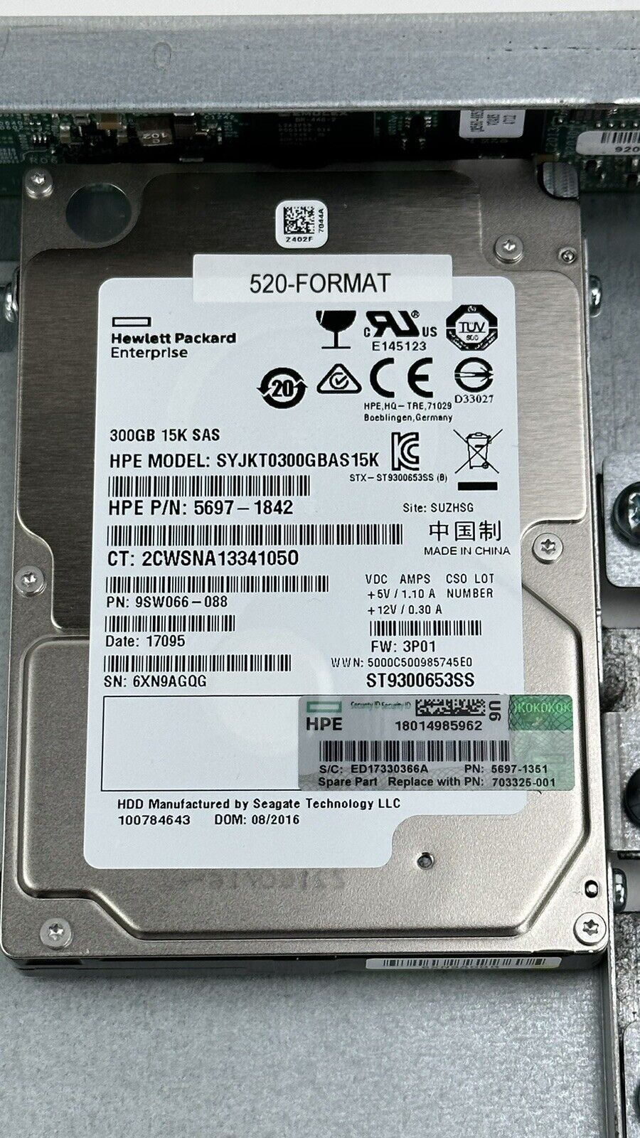 HPE 3PAR Storeserv 10000 4x 300GB 15K SFF 2.5 SAS 6G Drive Magazine 520 Format