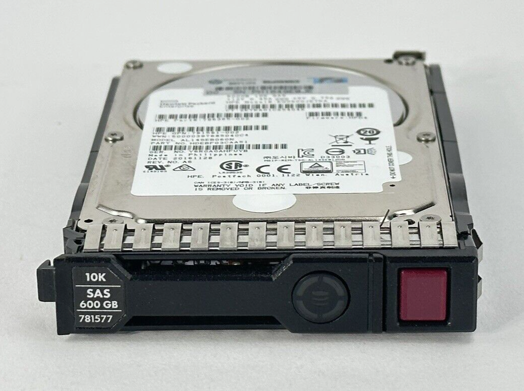 HPE 600GB 10K RPM 12G SAS 2.5 in SFF Smart Carrier G8 Gen9 Gen10 Hard Drive SC