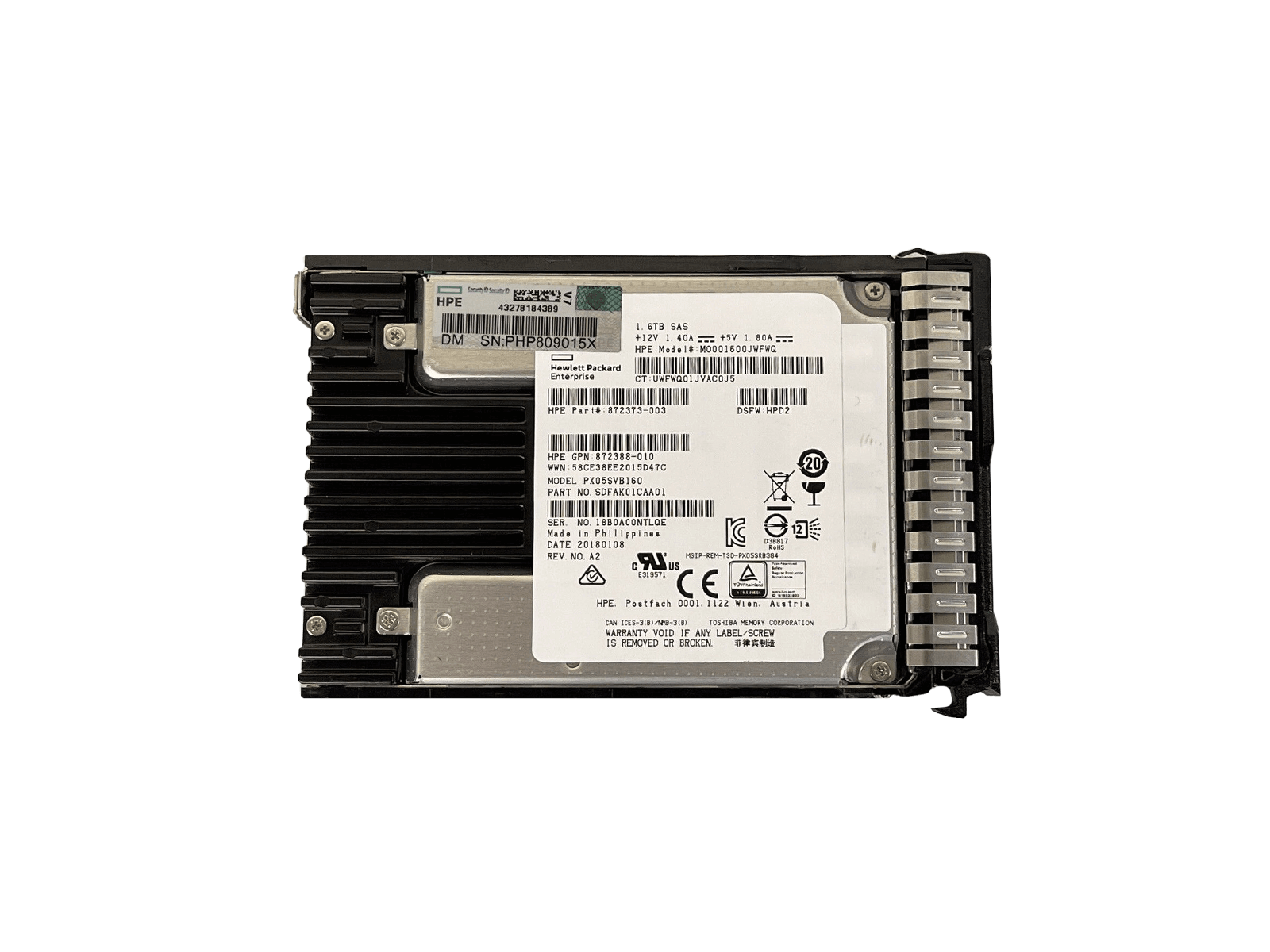 HPE 872509-001 1.6TB SAS 12Gb/s 2.5" SFF Mixed Use SC MLC SSD Solid State Drive