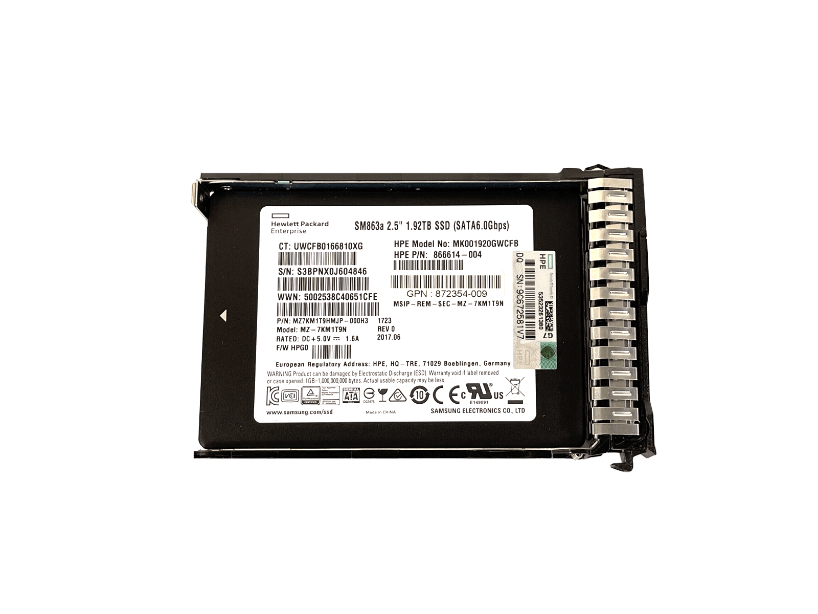 HPE 872522-001 1.92TB SATA 6Gb/s 2.5" SFF Mixed Use SC MLC SSD Solid State Drive
