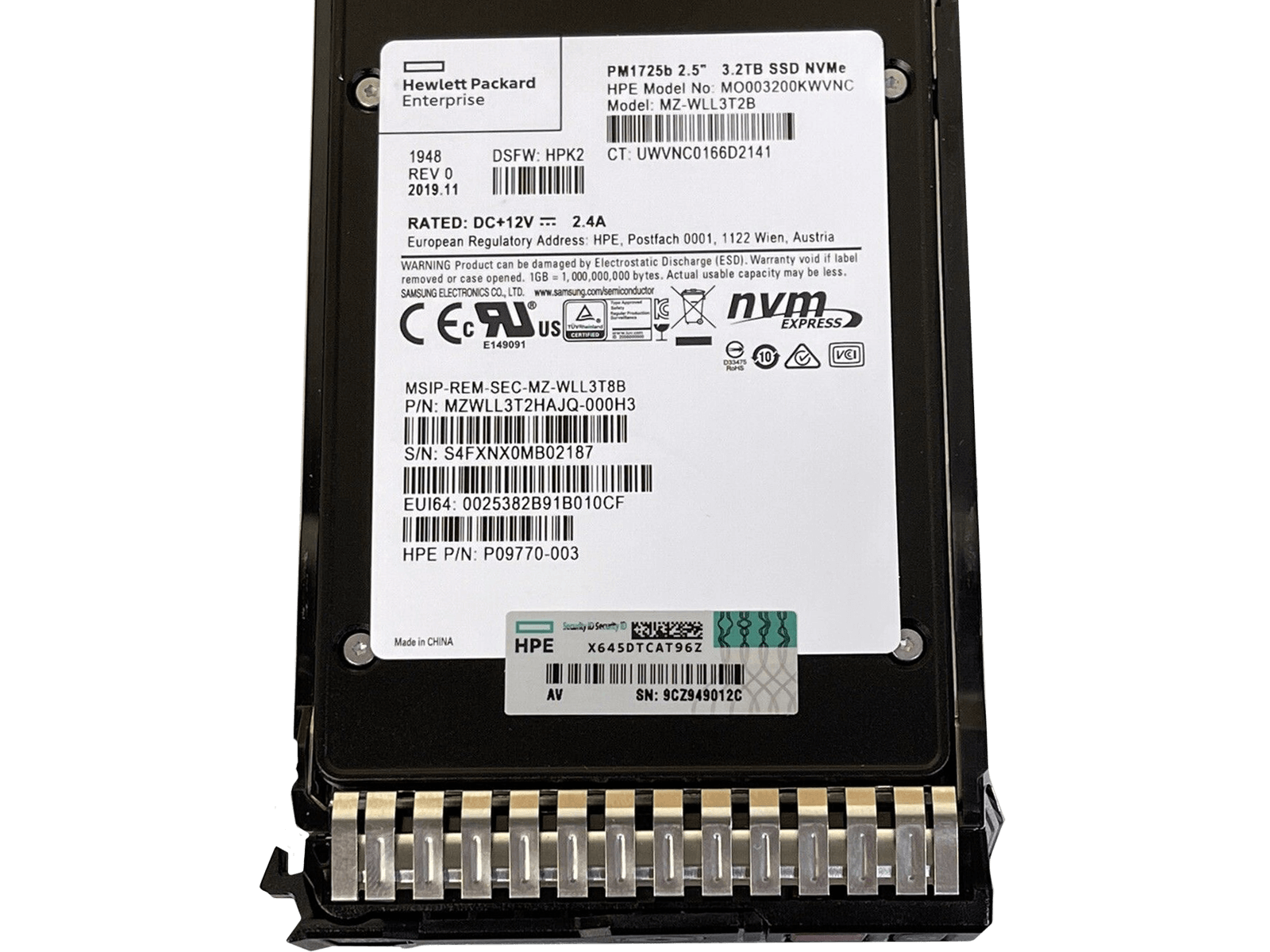 HPE P10471-001 3.2TB U.2 NVMe 2.5" SFF Mixed Use SCN MLC SSD Solid State Drive