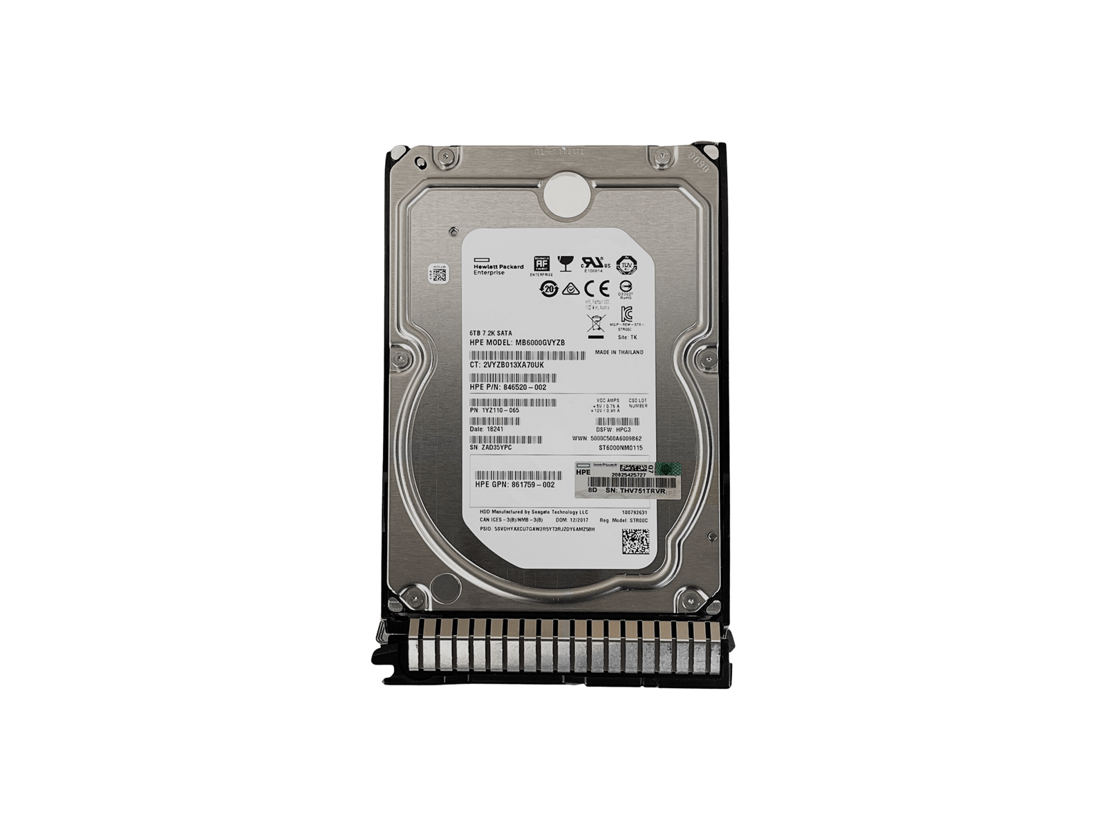 HPE 862138-001 6TB SATA 6Gb/s 7.2K rpm 3.5" LFF SC 512e HDD Hard Disk Drive