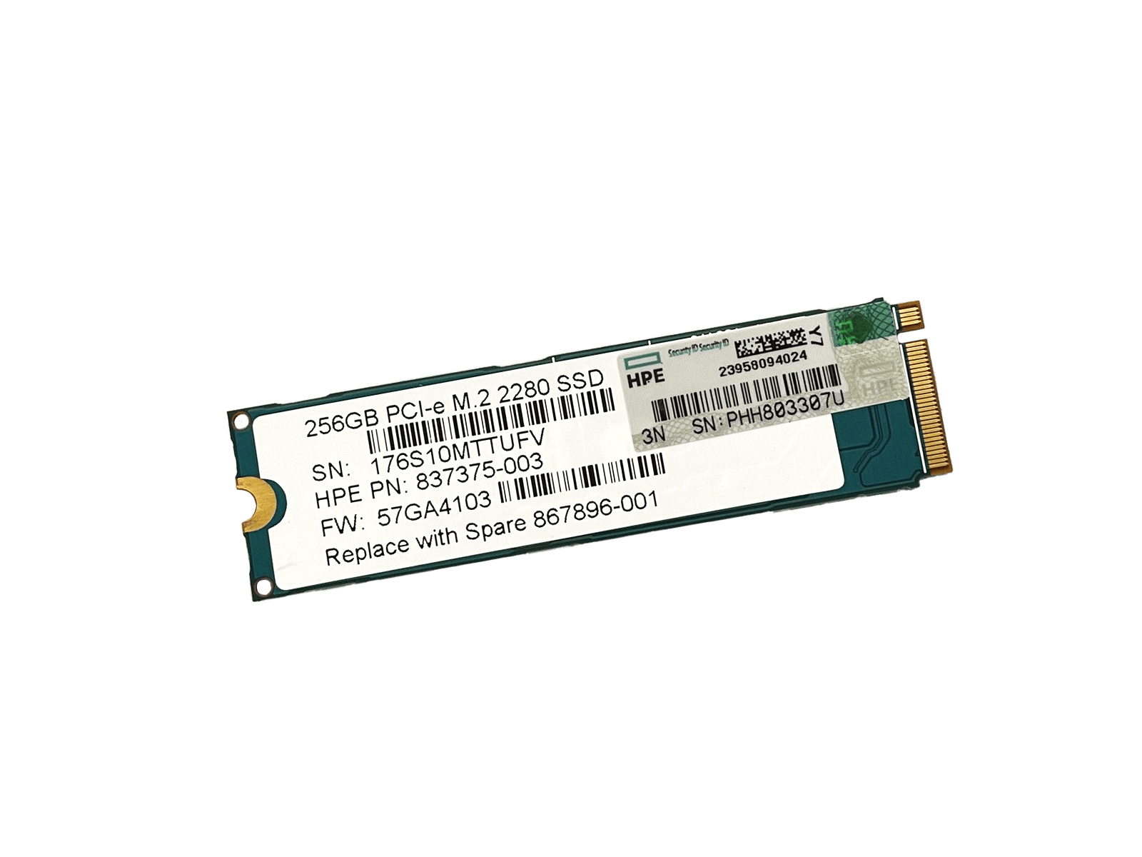 HPE 867896-001 256GB PCIe M.2 2280 MLC SSD Solid State Drive