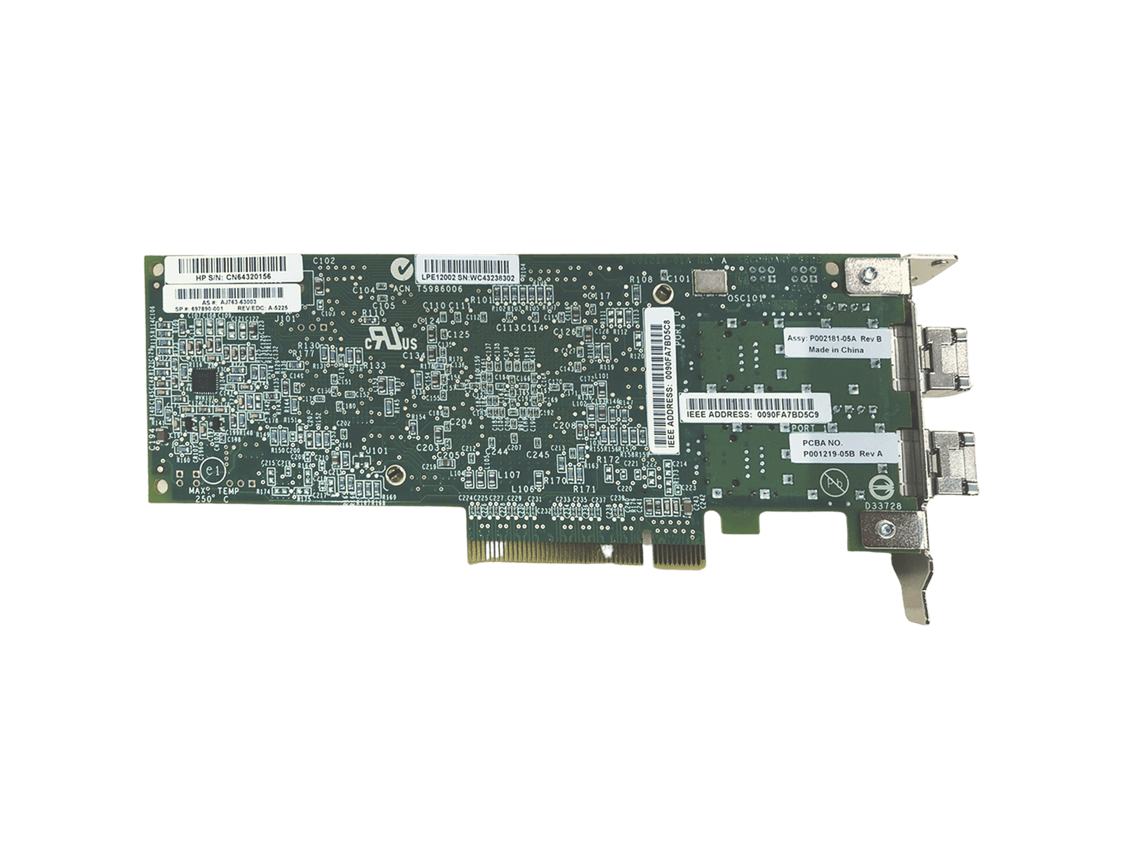 HP 8Gb PCI-e FC HBA Emulex LPE12002 StorageWorks HPE 2x SFP Transceive