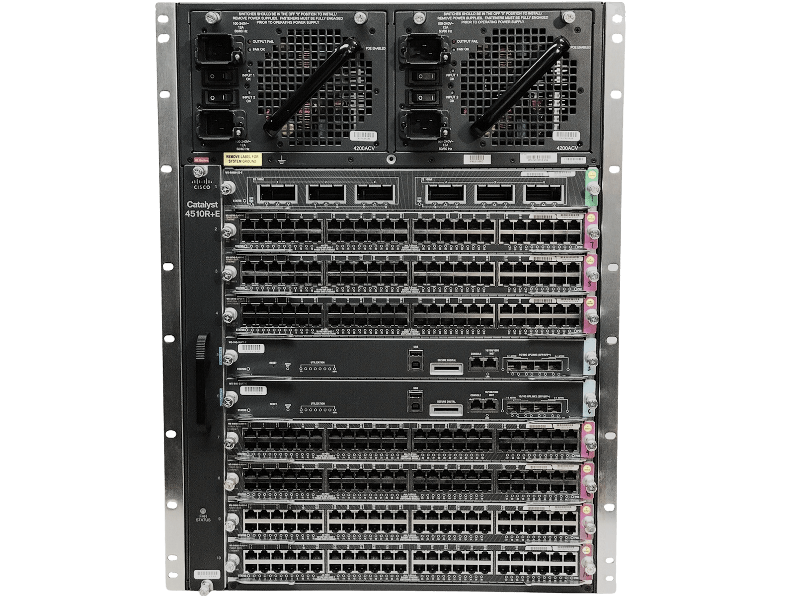 Cisco Catalyst C4510R+E WS-X45-SUP7-E X4606-X2-E 7x X4748-UPOE+E PoE 2x 4200ACV.