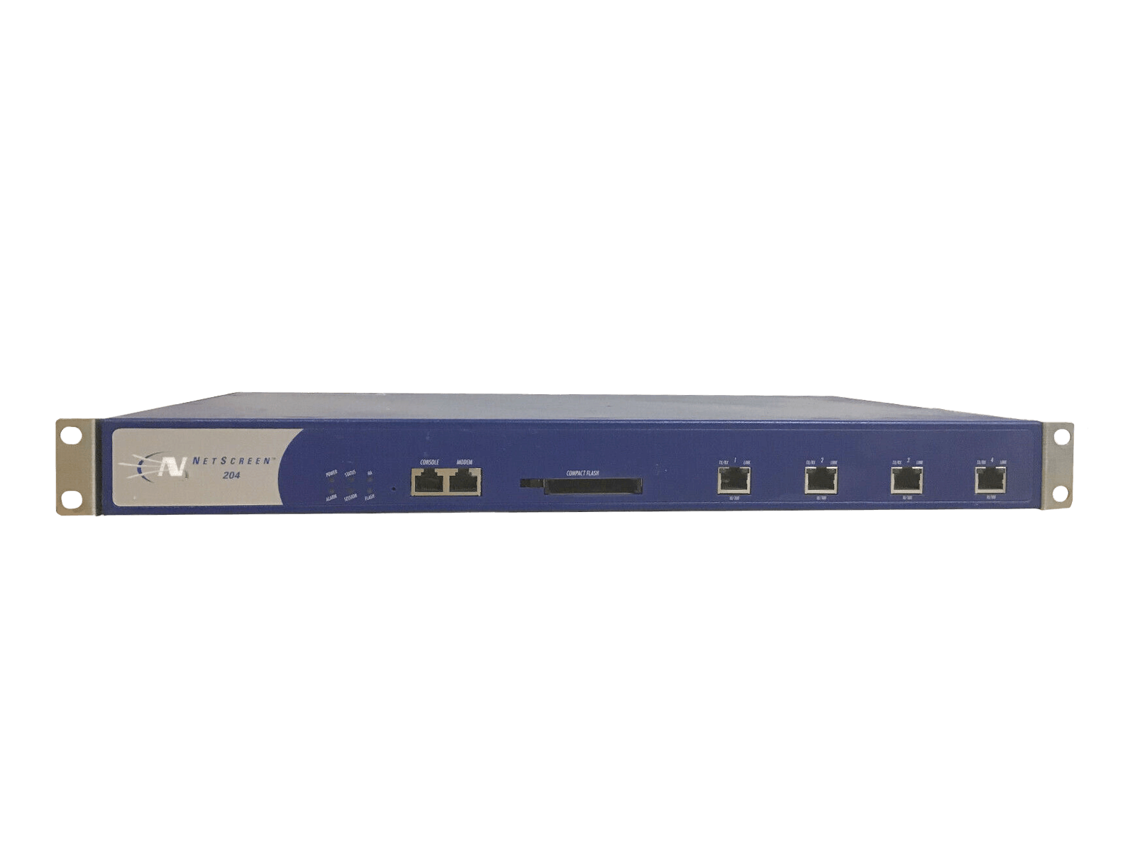 Juniper NetScreen-204 Firewall VPN 4x 10/100 BASE-T RJ45 375 Mbps L2 L3 NAT BGP.