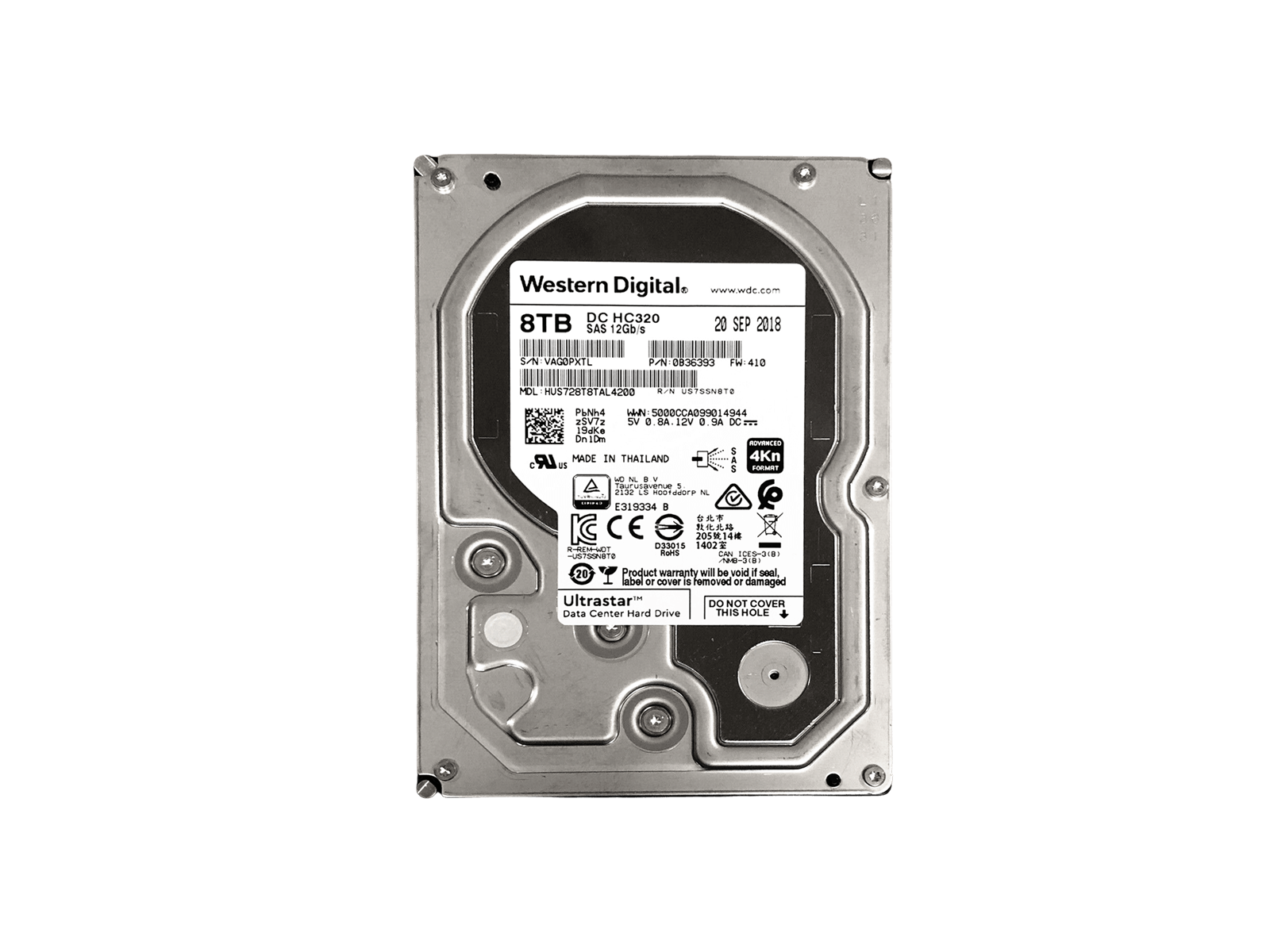 WD 0B36393 8TB SAS 12Gb/s 7.2K rpm 3.5" LFF AF 4Kn HDD Hard Disk Drive
