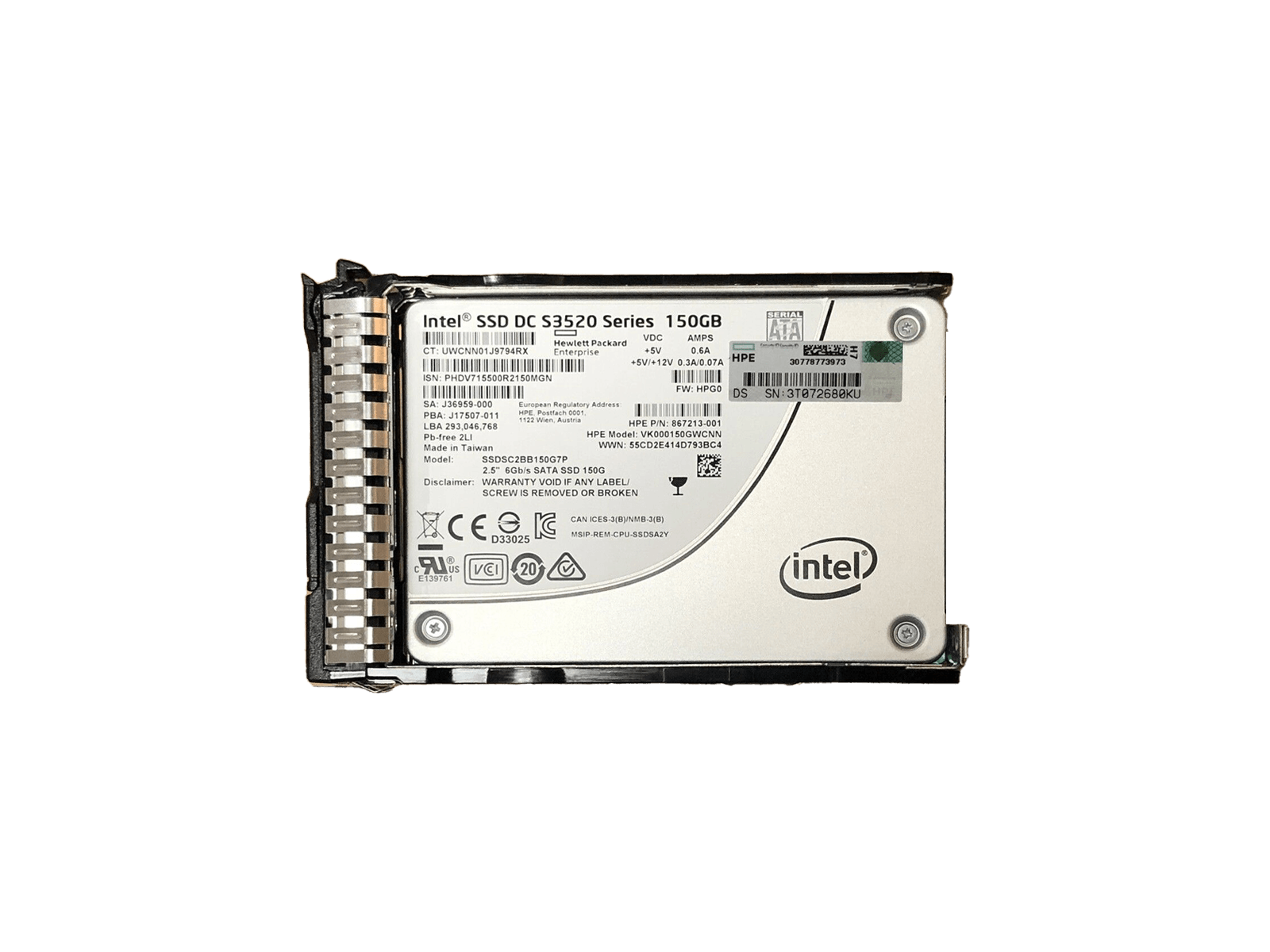 HPE 869575-001 150GB SATA 2.5" SFF Read Intensive SC MLC SSD Solid State Drive