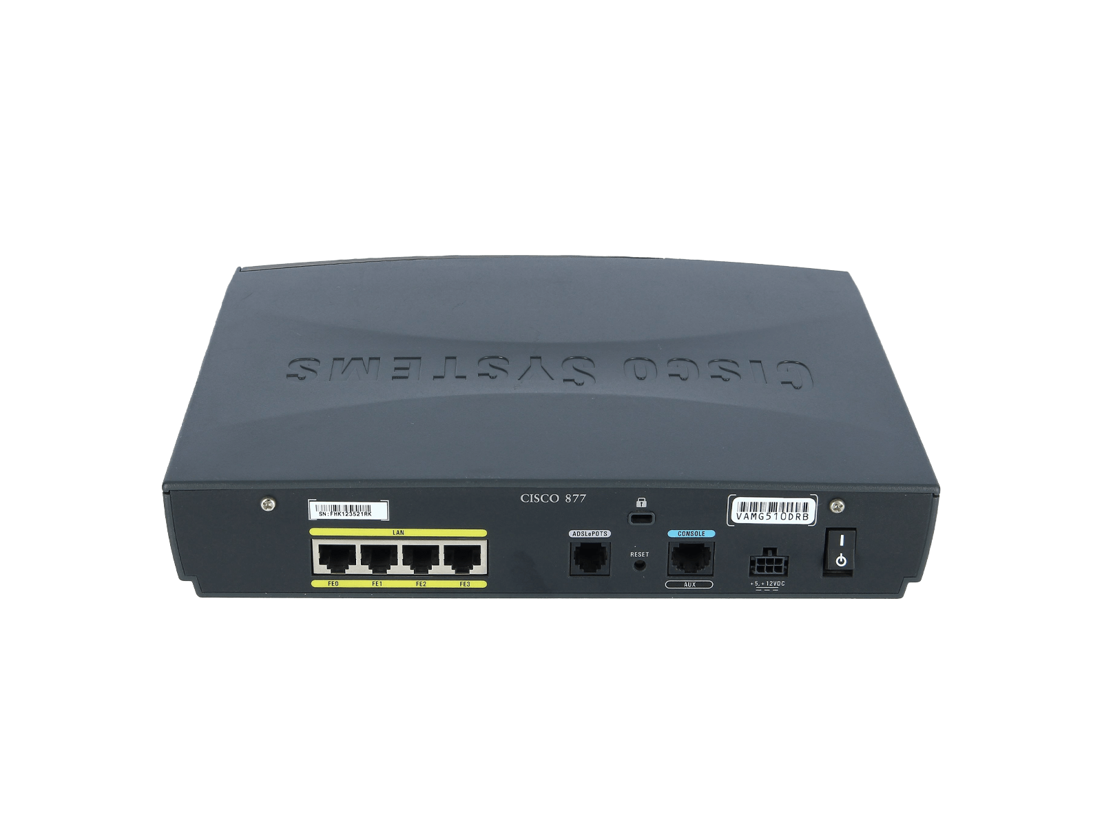 Cisco 877 CISCO877-SEC-K9 ADSL Integrated Services Router.