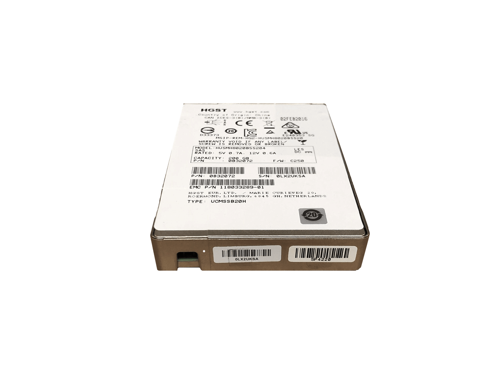 HGST 0B32072 200GB SAS 12Gb/s 2.5" SFF Write Intensive MLC SSD Solid State Drive