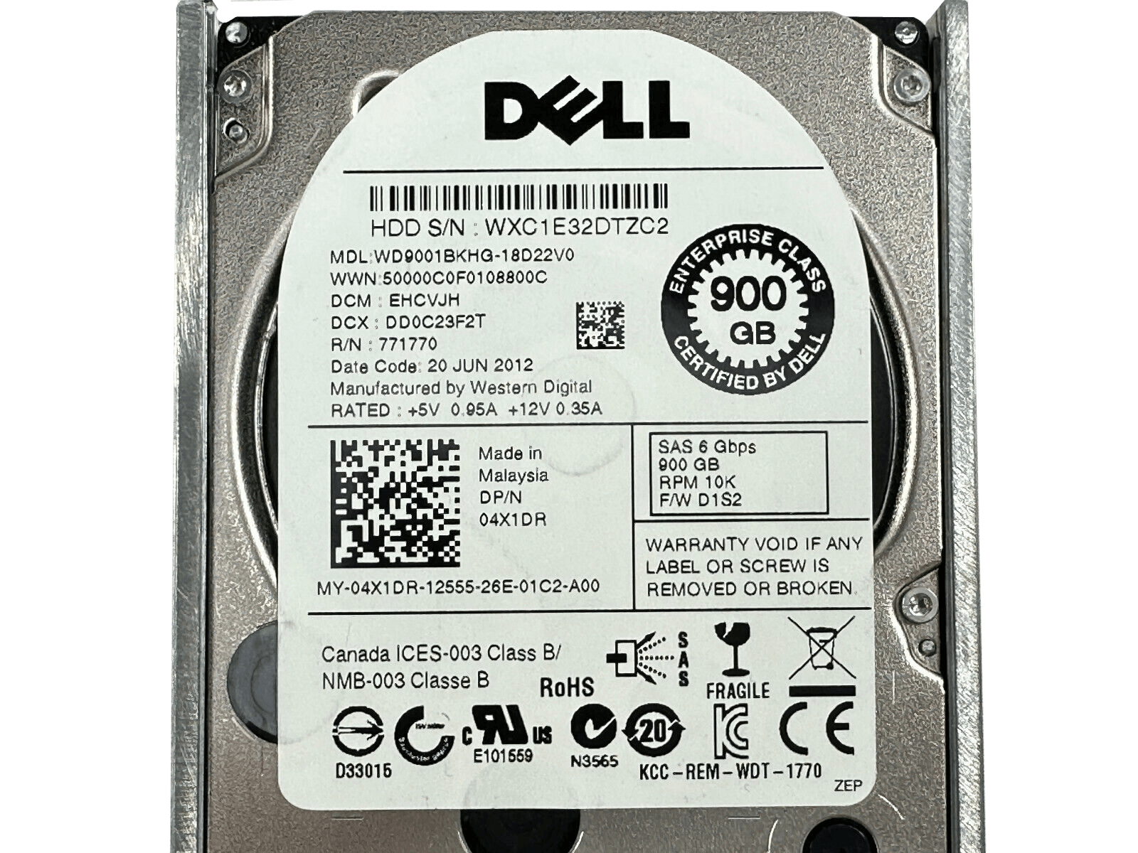 Dell 04X1DR 900GB SAS 6Gb/s 10K rpm 2.5" SFF 512n HDD Hard Disk Drive