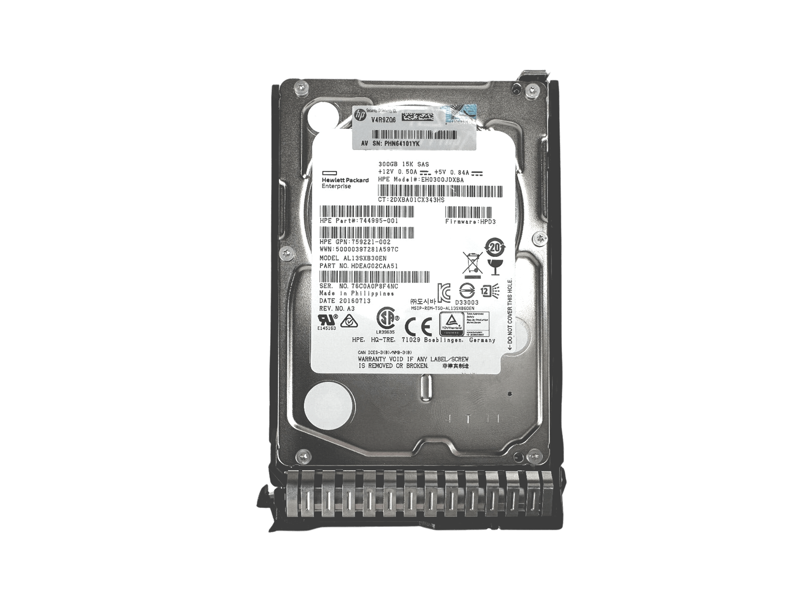 HPE 759546-001 300GB SAS 12Gb/s 15K rpm 2.5" SFF SC HDD Hard Disk Drive
