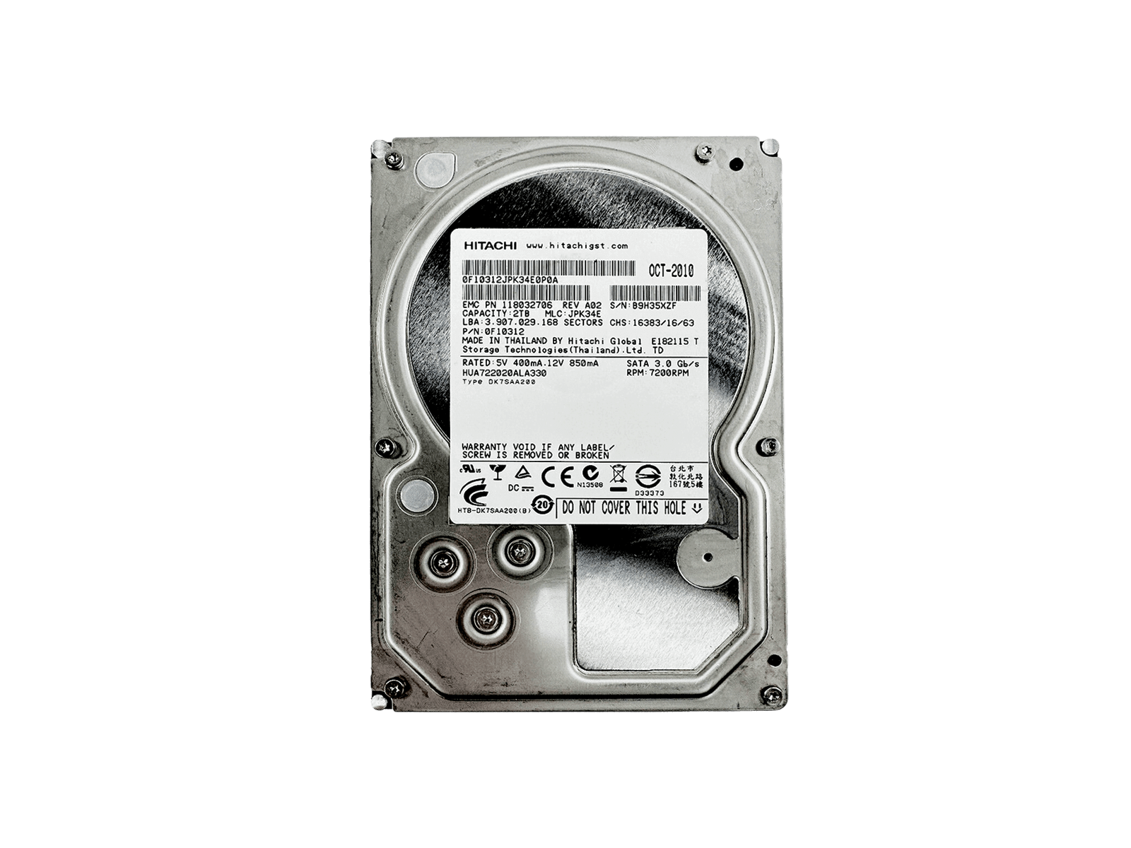 Hitachi 0F10312 2TB SATA 3Gb/s 7.2K rpm 3.5" LFF HDD Hard Disk Drive