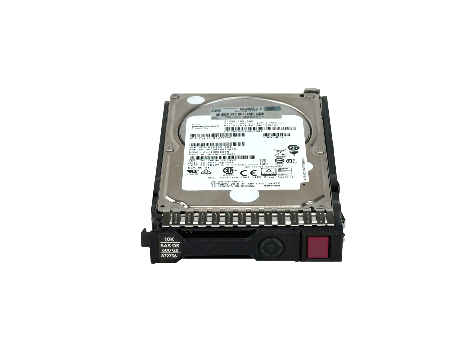 HPE 872736-001 600GB SAS 12Gb/s 10K rpm 2.5" SFF SC 512n HDD Hard Disk Drive