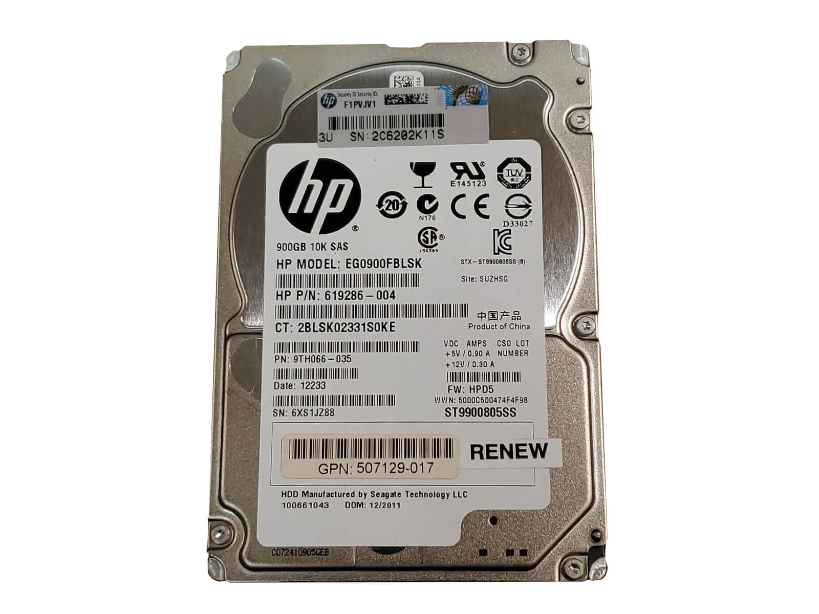 HP 619286-004 900GB SAS 6Gb/s 10K rpm 2.5" SFF 512e HDD Hard Disk Drive