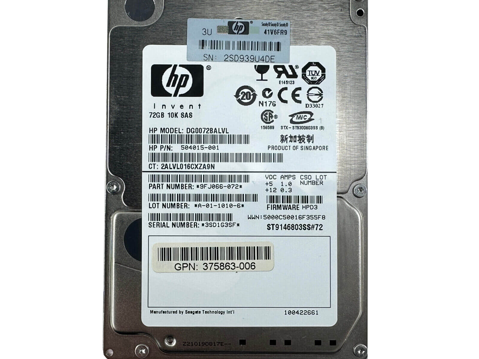 HPE 504015-001 72GB SAS 3Gb/s 10K rpm 2.5" SFF 512n HDD Hard Disk Drive