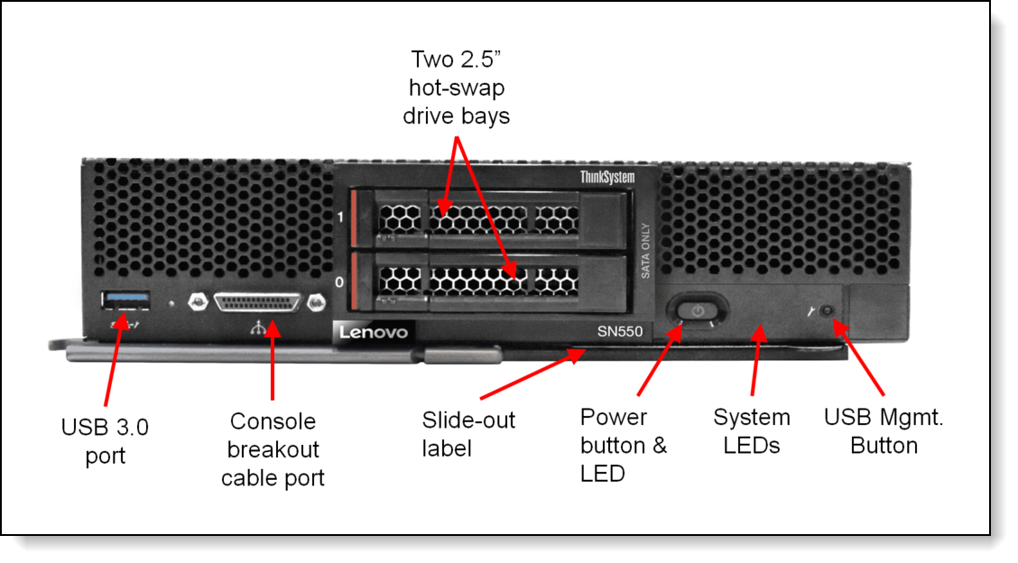 Lenovo ThinkSystem SN550 Server Node Xeon Silver 4208 32GB RAM 4x 10GE SATA/NVMe 7X16A07JNA.