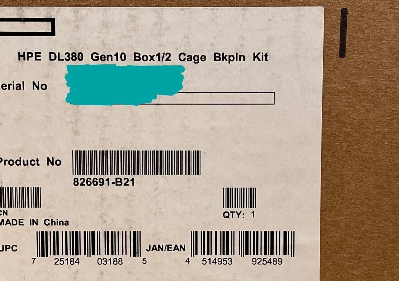 HPE 826691-B21 DL38x Gen10 Box1/2 Cage Backplane Kit SC 826691-B21  Cage+Backplane+Power+SAS.