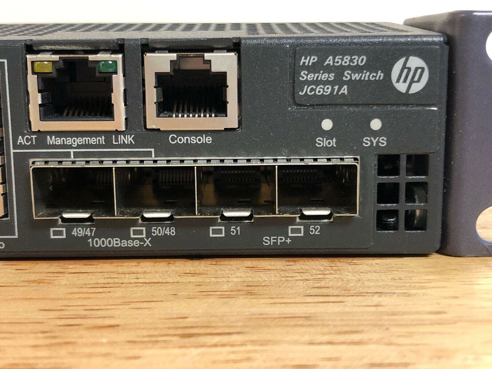HP JC691A A5830 Series A5830AF Ethernet Switch 48x RJ-45 2x SFP+ Ports 2x PSUs.