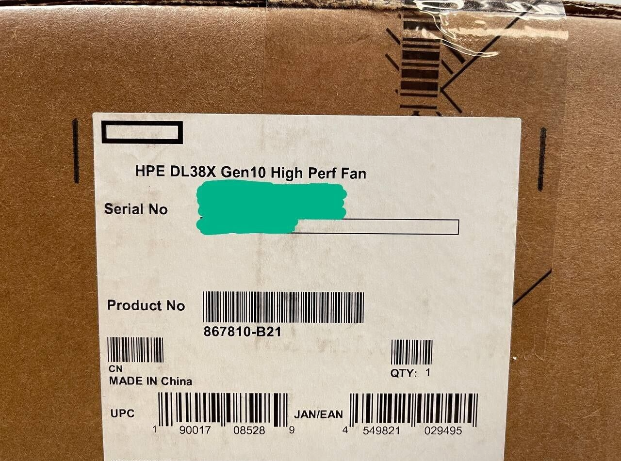 HPE 867810-B21 DL38X Gen 10 High Perf Fan Kit (Contains 6x fans).