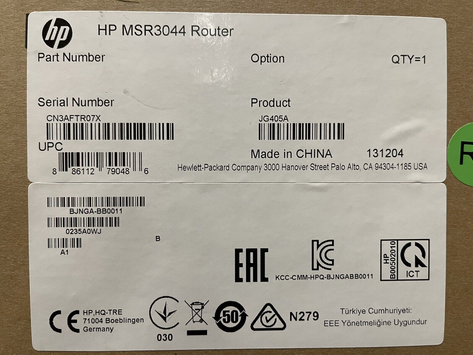 HP HPE JG405A FlexNetwork MSR3044 Router RJ45 SFP.