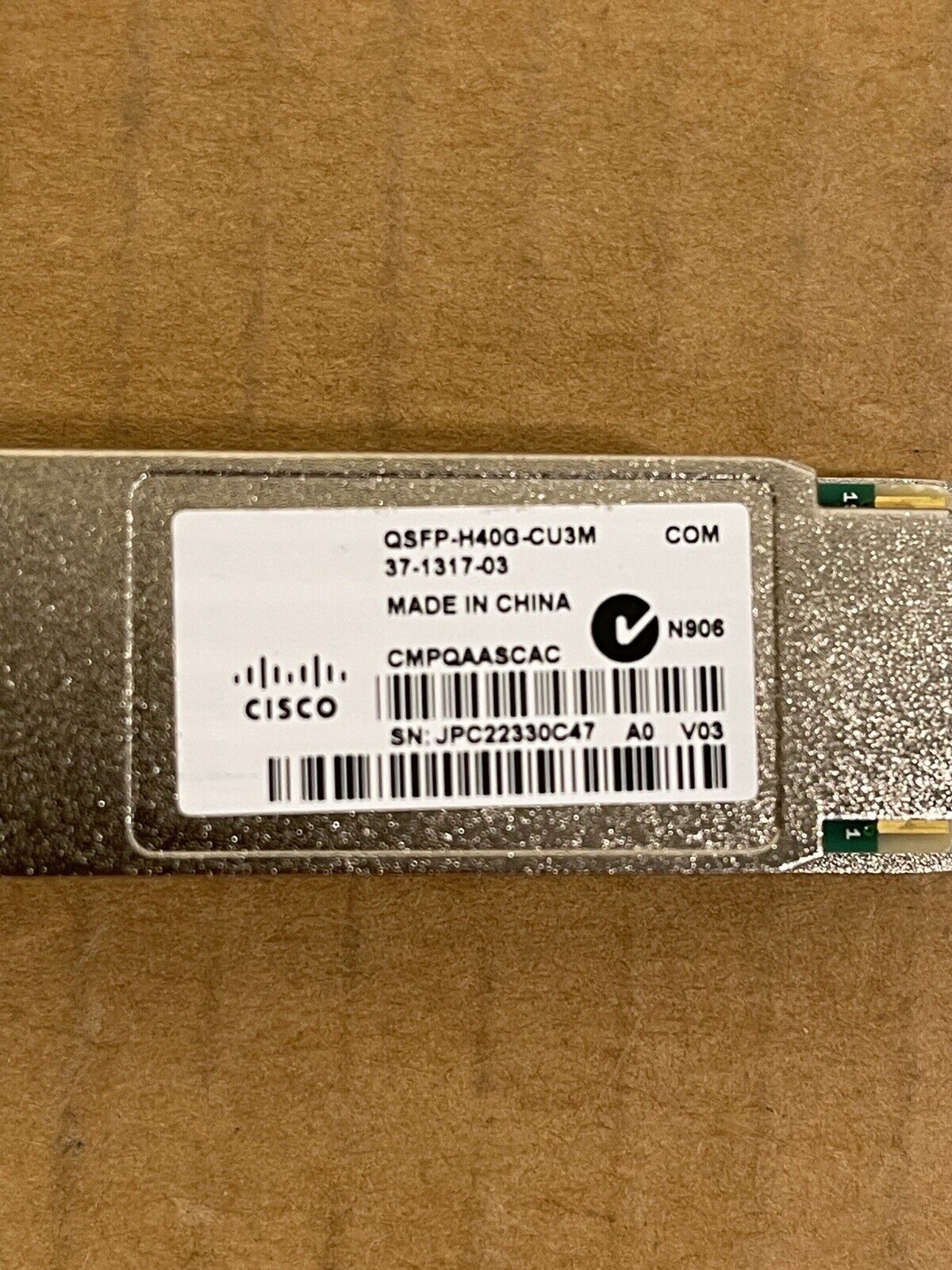 Cisco QSFP-H40G-CU3M 40GBASE-CR4 Passive Copper 3M Direct Attach Cable.