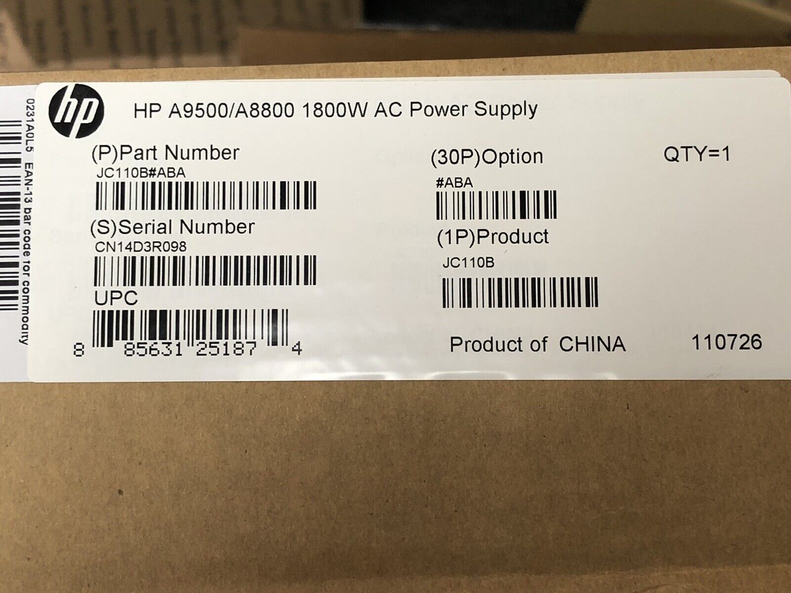 HP H3C JC110B A9500 Switch A8800 Router Series 1800W AC Power Supply PSU S9500E 1.8kW.