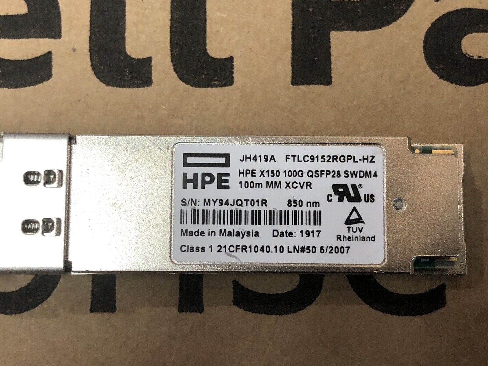 HPE JH419A X150 100G QSFP28 LC SWDM4 Multi-Mode MM 850nm 100m Transceiver