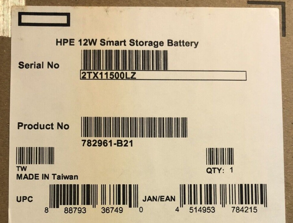 HPE 12W 782961-B21 HP Smart Storage Battery DL325 Gen10 Plus and V2 DL20  3.38Wh.